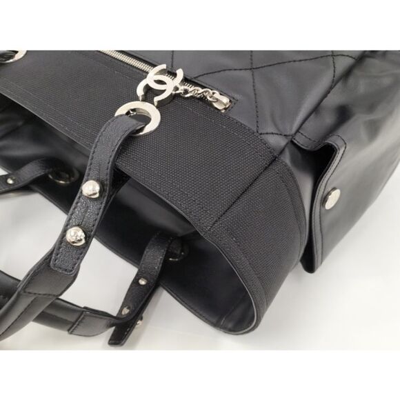 Chanel Tote Bag Paris Biarritz Tote GM Coated Canvas Black - Picture 5 of 8